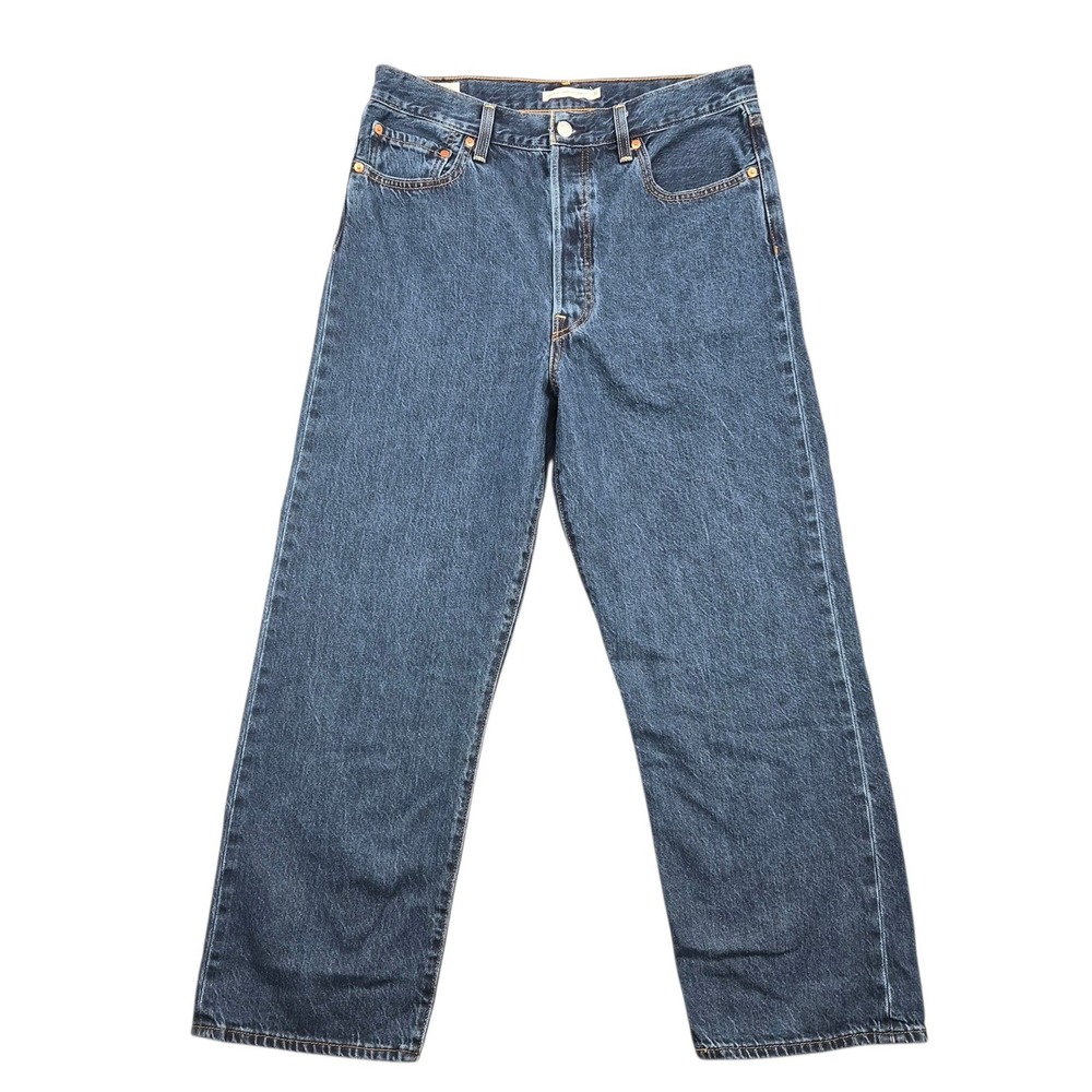Levis Premium Ribcage Straight Ankle Jeans Dark Wash Blue High Rise 31x27